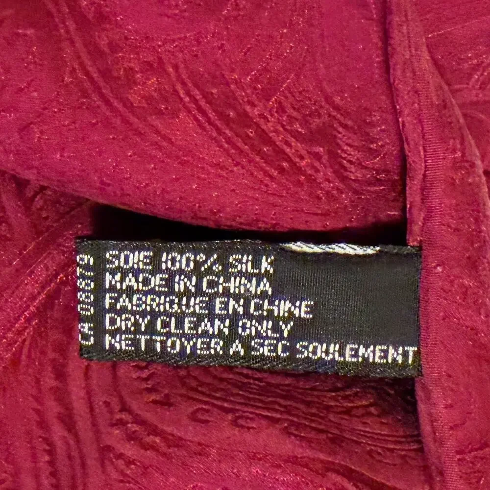 BASHA‎ 100% Silk Paisley Jacquard Burgundy Fringe Scarf Shawl Wrap 10x64 Luxury